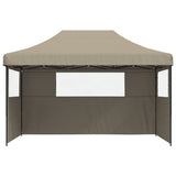 Tente de fête pop-up pliable Vidaxx avec 3 parois latérales taupe