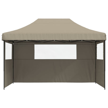 Tente de fête pop-up pliable Vidaxx avec 3 parois latérales taupe
