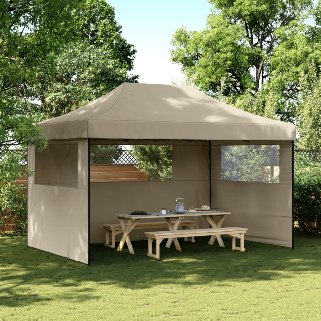 Tente de fête pop-up pliable Vidaxx avec 3 parois latérales taupe