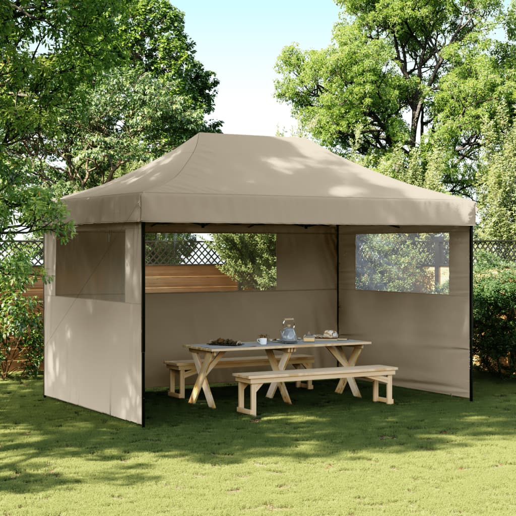 Vidaxl PartyTent sammenleggbar pop-up med 3 sidevegger taupe