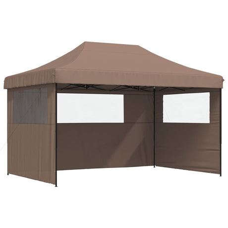 Tente de fête pop-up pliable Vidaxx avec 3 parois latérales marron