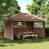 Tente de fête pop-up pliable Vidaxx avec 3 parois latérales marron