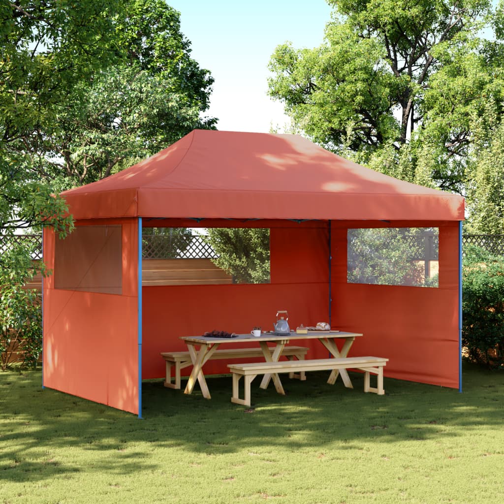 Tente de fête pop-up pliable Vidaxx avec 3 parois latérales, couleur terre cuite