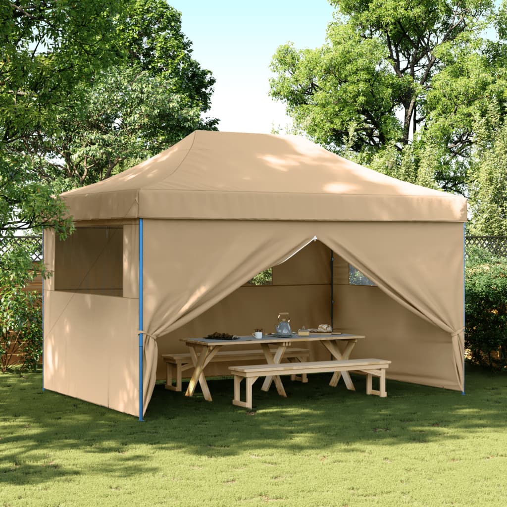 Vidaxl PartyTent Polable Polable avec 4 murs latéraux beige