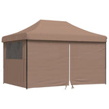Tente de fête pop-up pliable Vidaxx avec 4 parois latérales marron