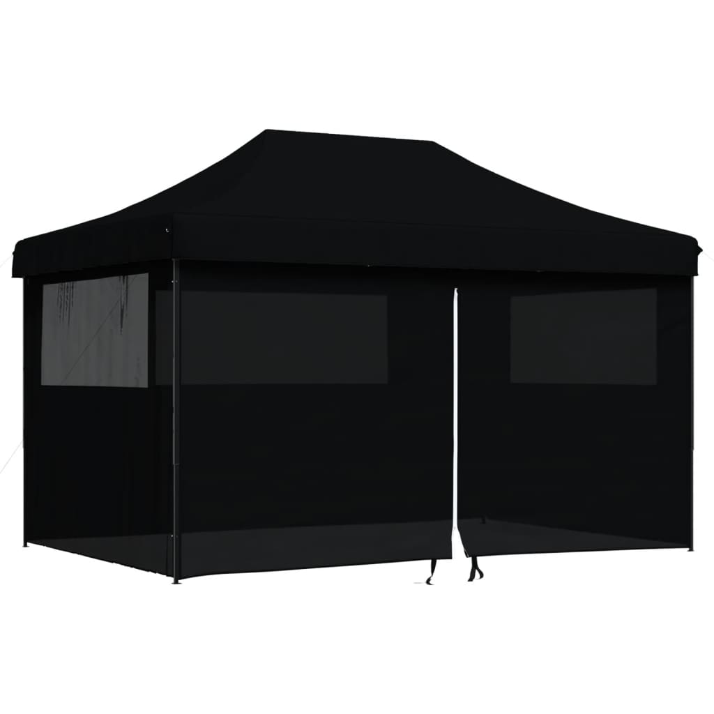 Vidaxl PartyTent sammenleggbar pop-up med 4 sidevegger svart