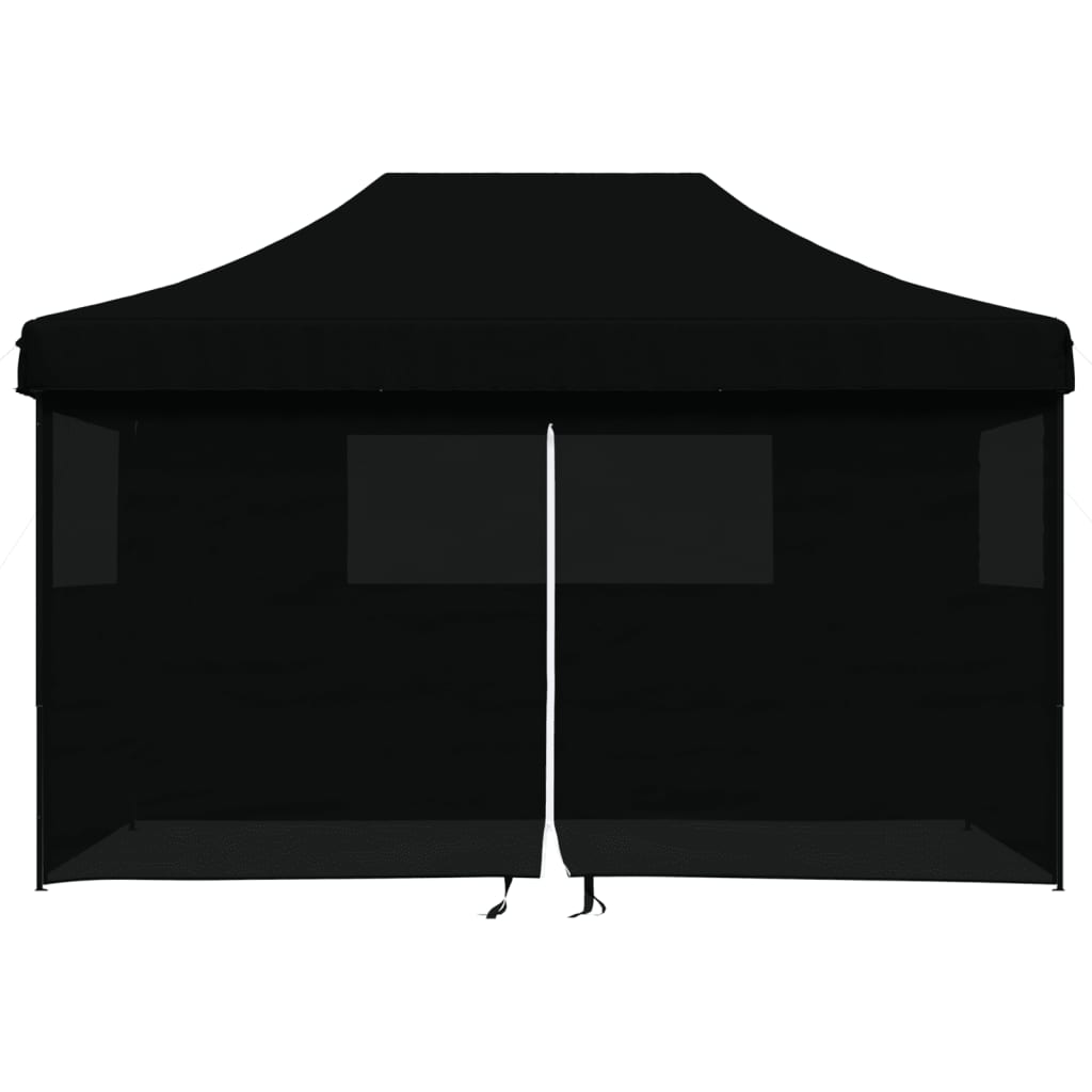 Pop-up pieghevole Vidaxl PartyTent con 4 pareti laterali nere