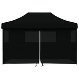 Pop-up pieghevole Vidaxl PartyTent con 4 pareti laterali nere