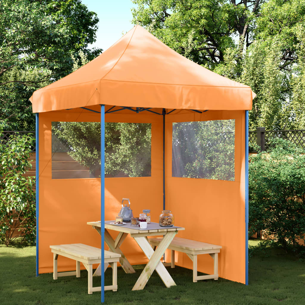 Vidaxl PartyTent Plegable plegable con 2 paredes laterales naranja