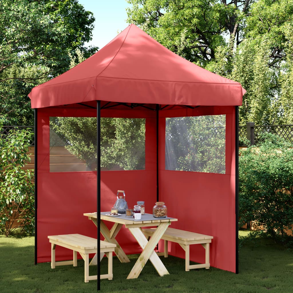 Vidaxl Partytent Foldable Pop-Up With 2 Side Walls Bordeaux Red