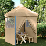 Tente de fête pop-up pliable Vidaxx avec 4 parois latérales beige