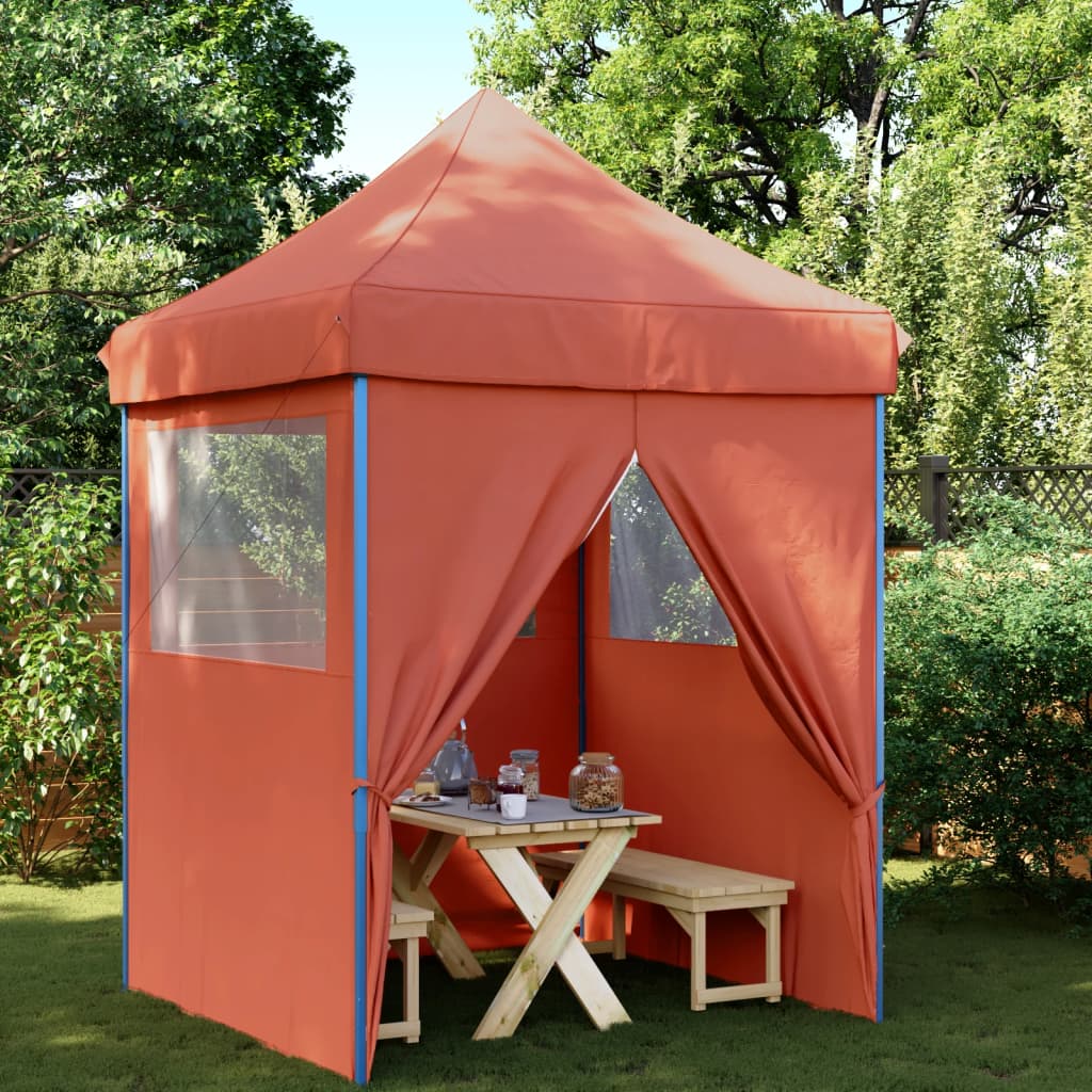 Tente de fête pop-up pliable Vidaxx avec 4 parois latérales, couleur terre cuite