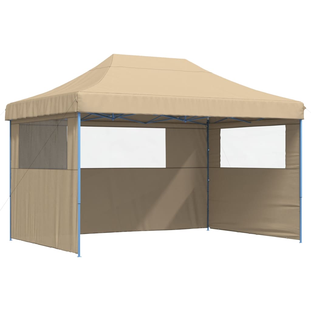 Tente de fête pop-up pliable Vidaxx avec 3 parois latérales beige