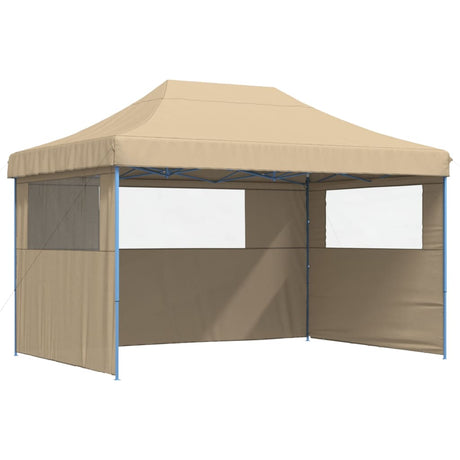 Tente de fête pop-up pliable Vidaxx avec 3 parois latérales beige