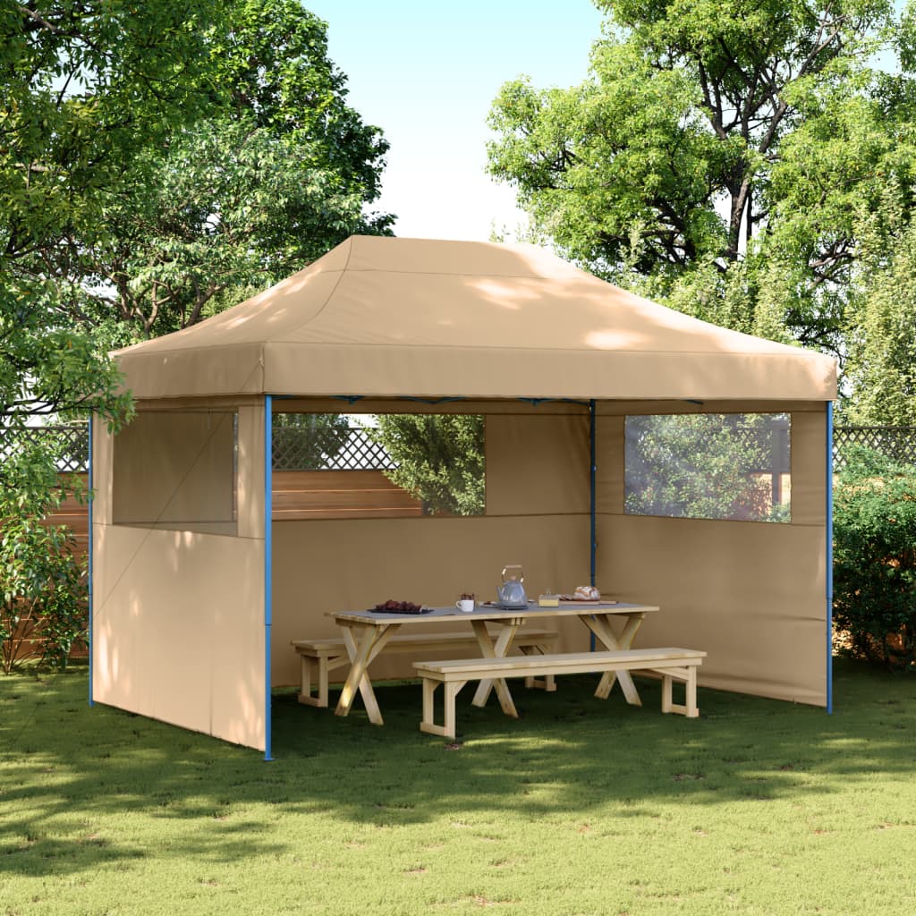 Tente de fête pop-up pliable Vidaxx avec 3 parois latérales beige