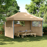 Tente de fête pop-up pliable Vidaxx avec 3 parois latérales beige