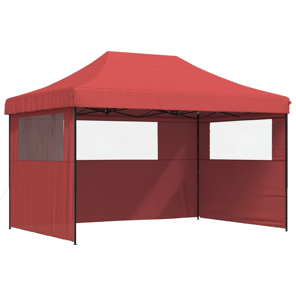 Vidaxl PartyTent Plegable plegable con 3 paredes laterales Burdeos Red