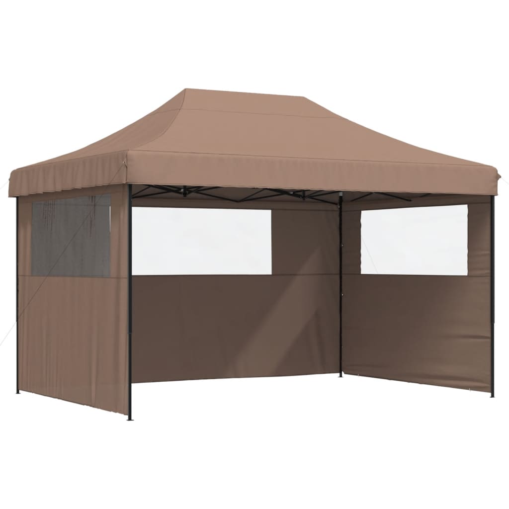 Tente de fête pop-up pliable Vidaxx avec 3 parois latérales marron