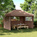 Tente de fête pop-up pliable Vidaxx avec 3 parois latérales marron
