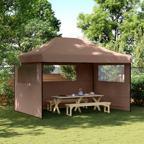 Tente de fête pop-up pliable Vidaxx avec 3 parois latérales marron