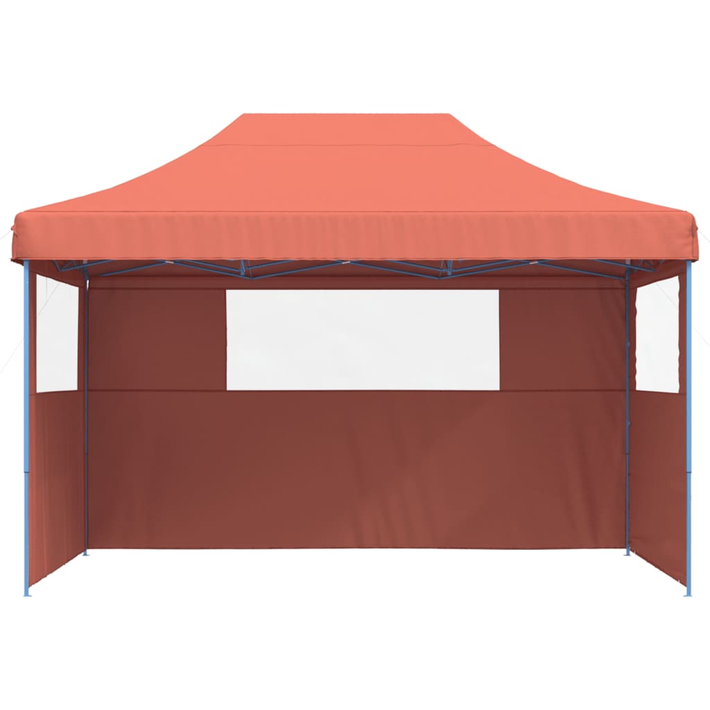 Tente de fête pop-up pliable Vidaxx avec 3 parois latérales, couleur terre cuite