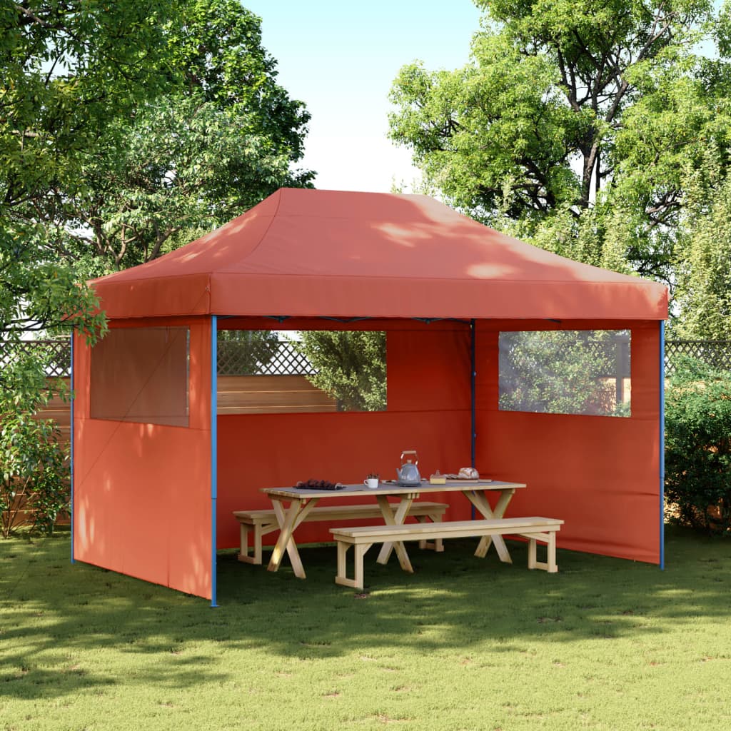 Vidaxl PartyTent Plegable plegable con 3 paredes laterales de color terracota