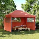 Vidaxl PartyTent sammenleggbar pop-up med 3 sidevegg Terracotta-farget