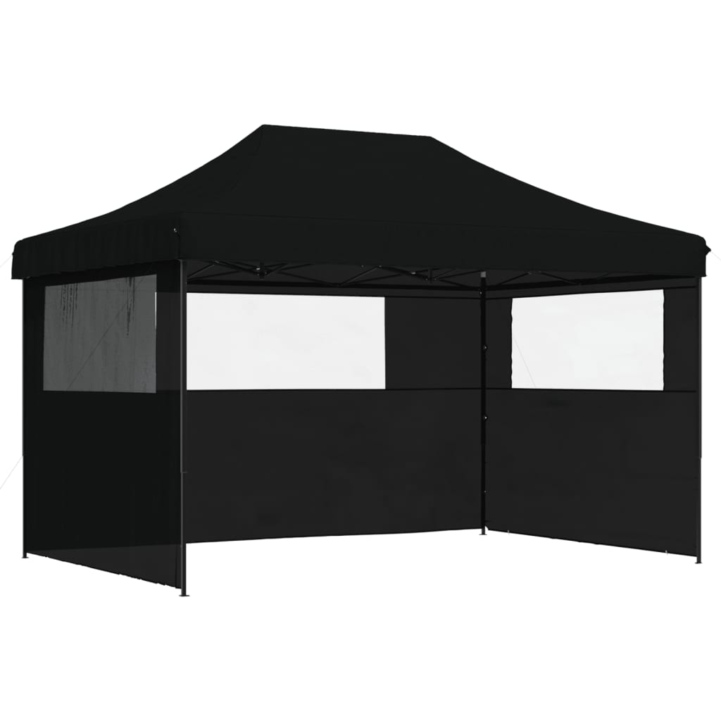 Vidaxl PartyTent sammenleggbar pop-up med 3 sidevegger svart