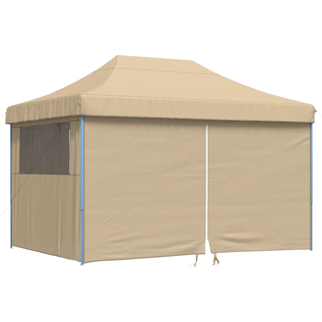 Tente de fête pop-up pliable Vidaxx avec 4 parois latérales beige