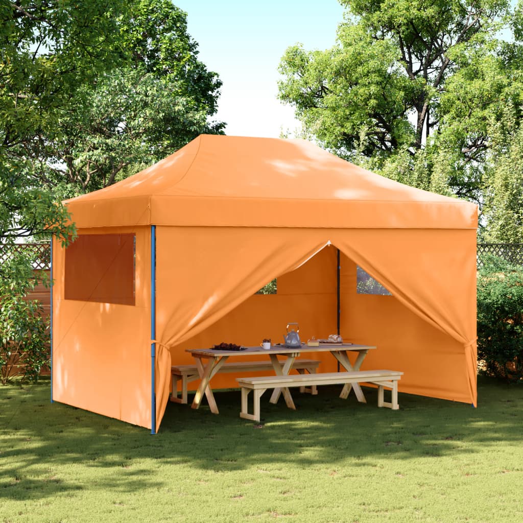 Vidaxl PartyTent Plegable plegable con 4 paredes laterales naranja