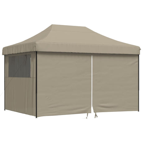 Tente de fête pop-up pliable Vidaxx avec 4 parois latérales taupe