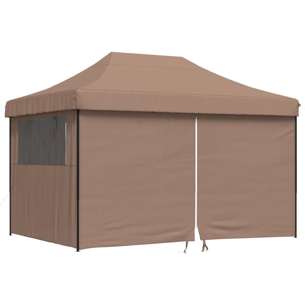 Tente de fête pop-up pliable Vidaxx avec 4 parois latérales marron
