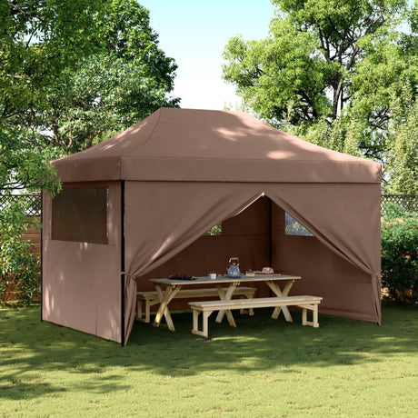 Tente de fête pop-up pliable Vidaxx avec 4 parois latérales marron