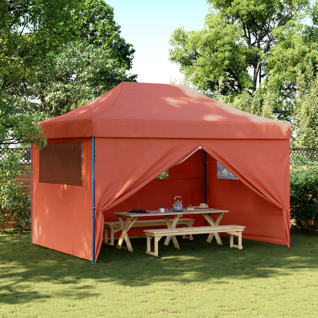 Tente de fête pop-up pliable Vidaxx avec 4 parois latérales, couleur terre cuite