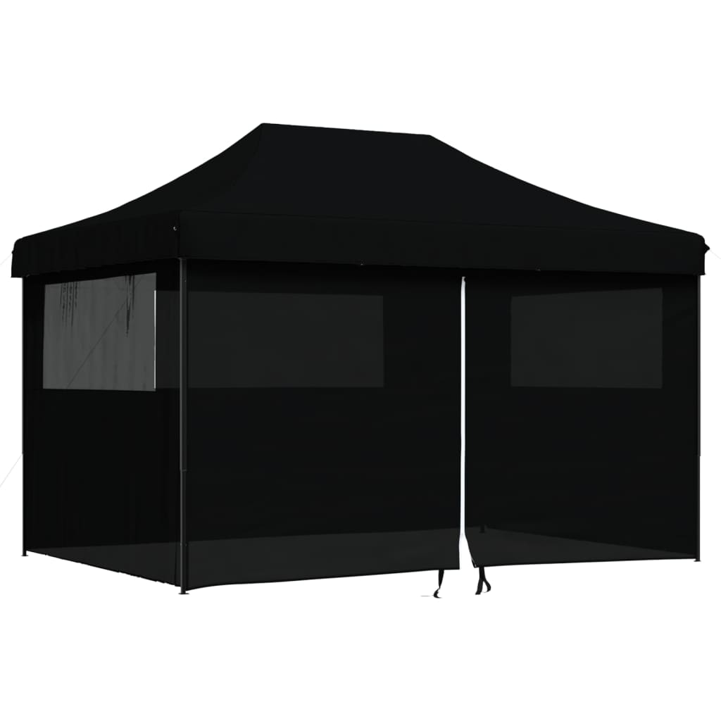 Vidaxl Partytent Foldable Pop-Up With 4 Side Walls Black