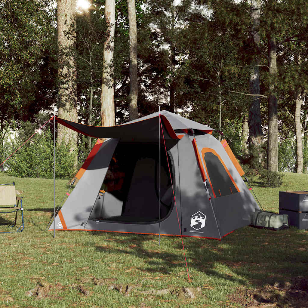 Vidaxl Dome Tent 4-osobowy szybki wydawanie Grey i Orange