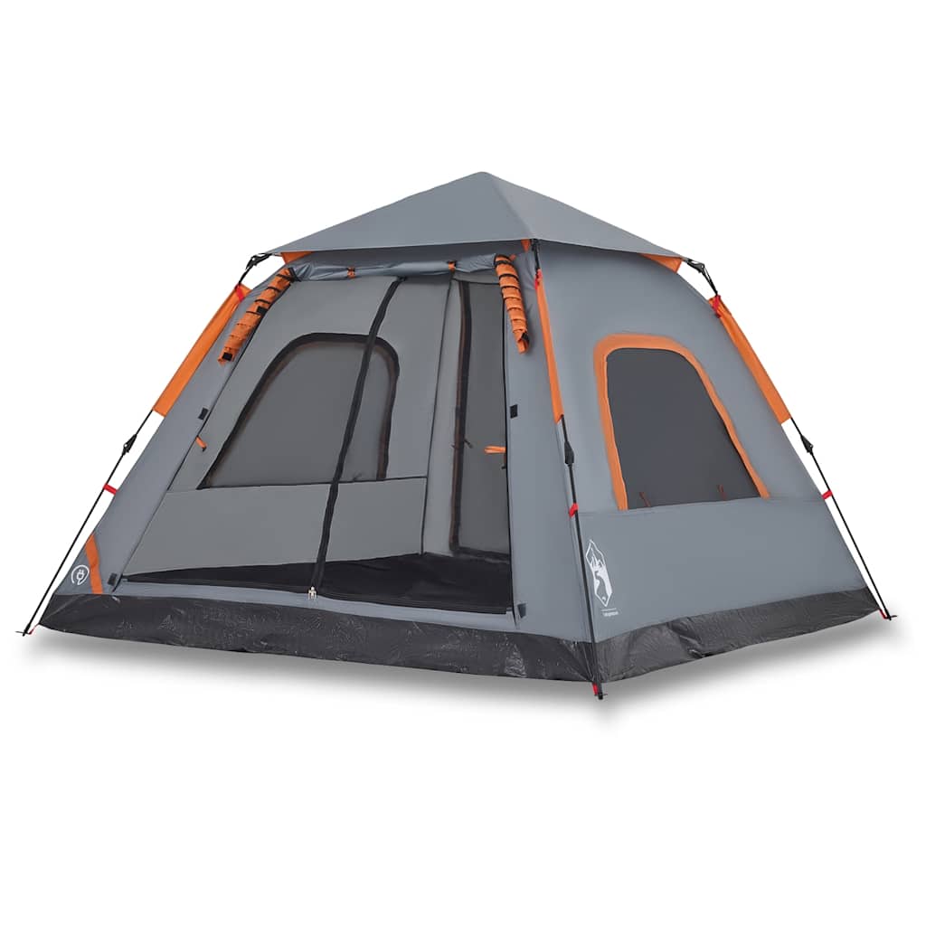 Vidaxl Dome Tent de 5 personas Liberación rápida de gris y naranja