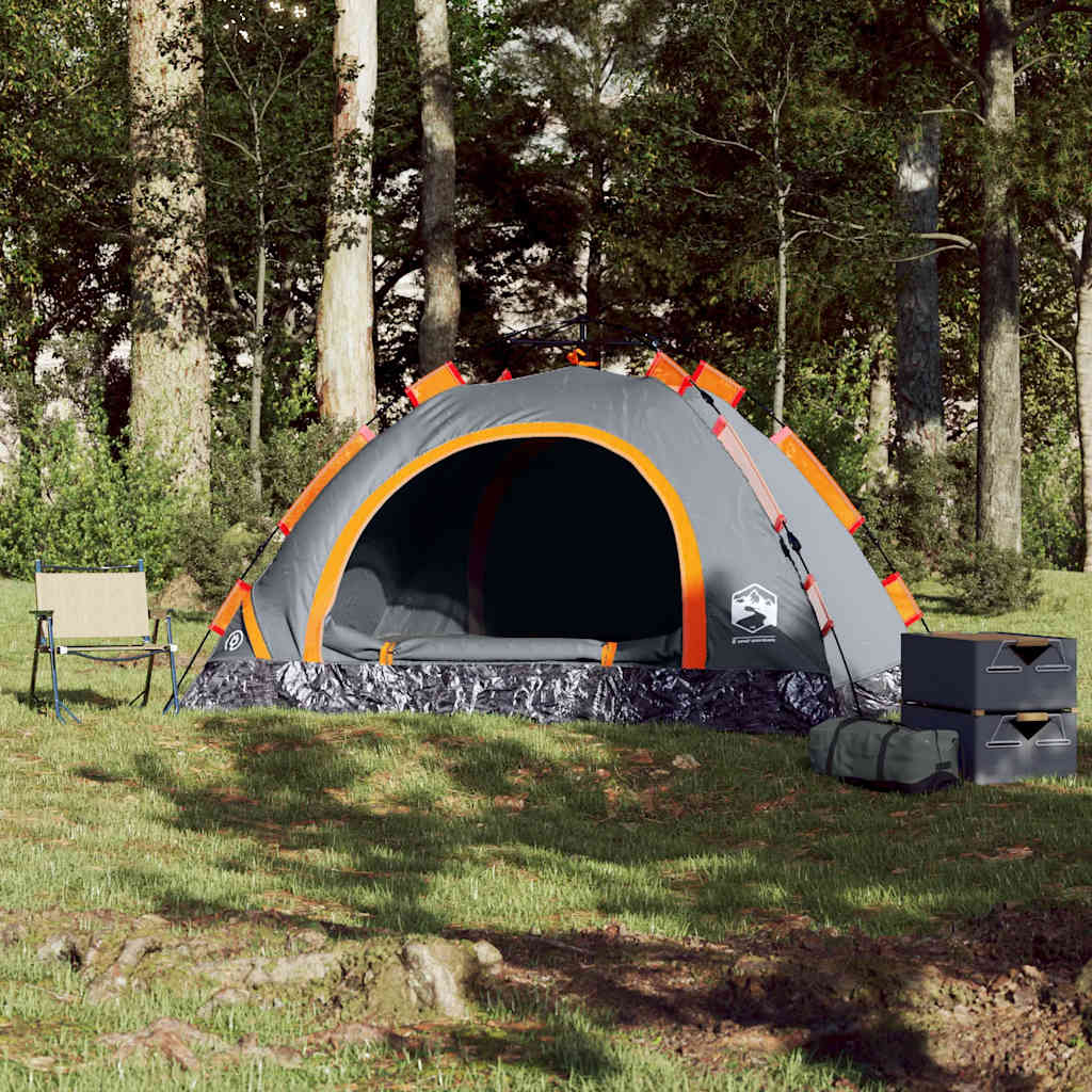 Tenda Vidaxl Rilascio veloce di 4 persone Grey e Orange