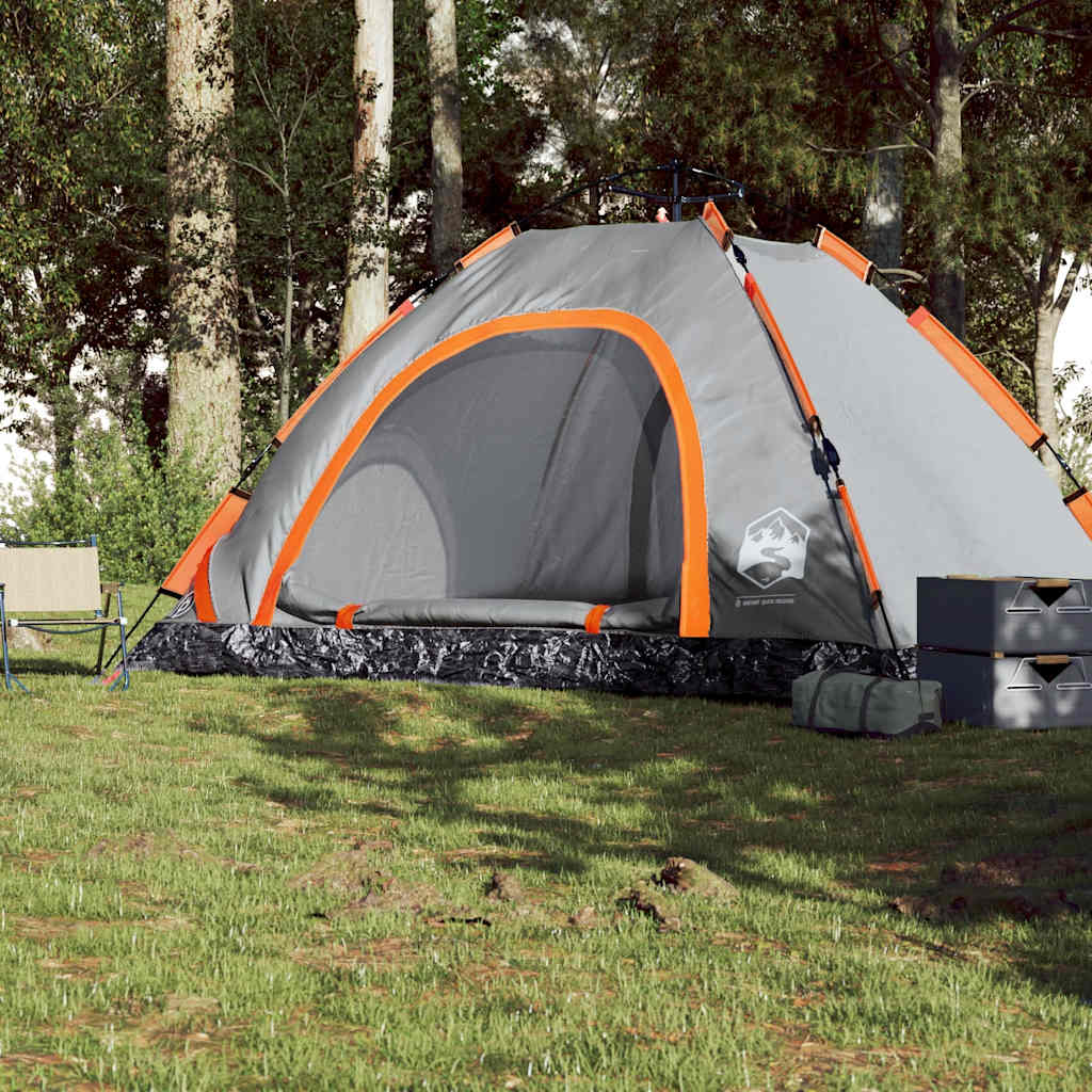 Vidaxl Tent de 5 personas Liberación rápida de gris y naranja