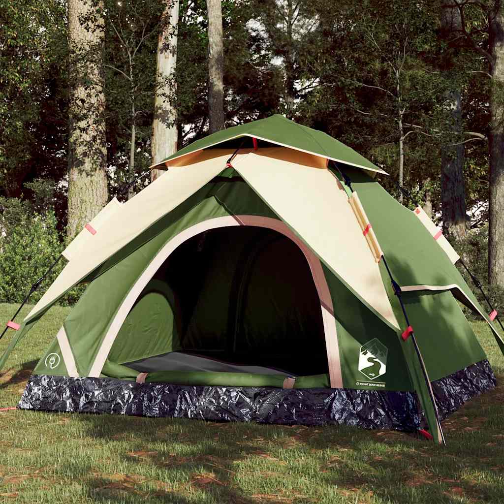 Vidaxl Dome Tent de 3 personas Liberación rápida Green