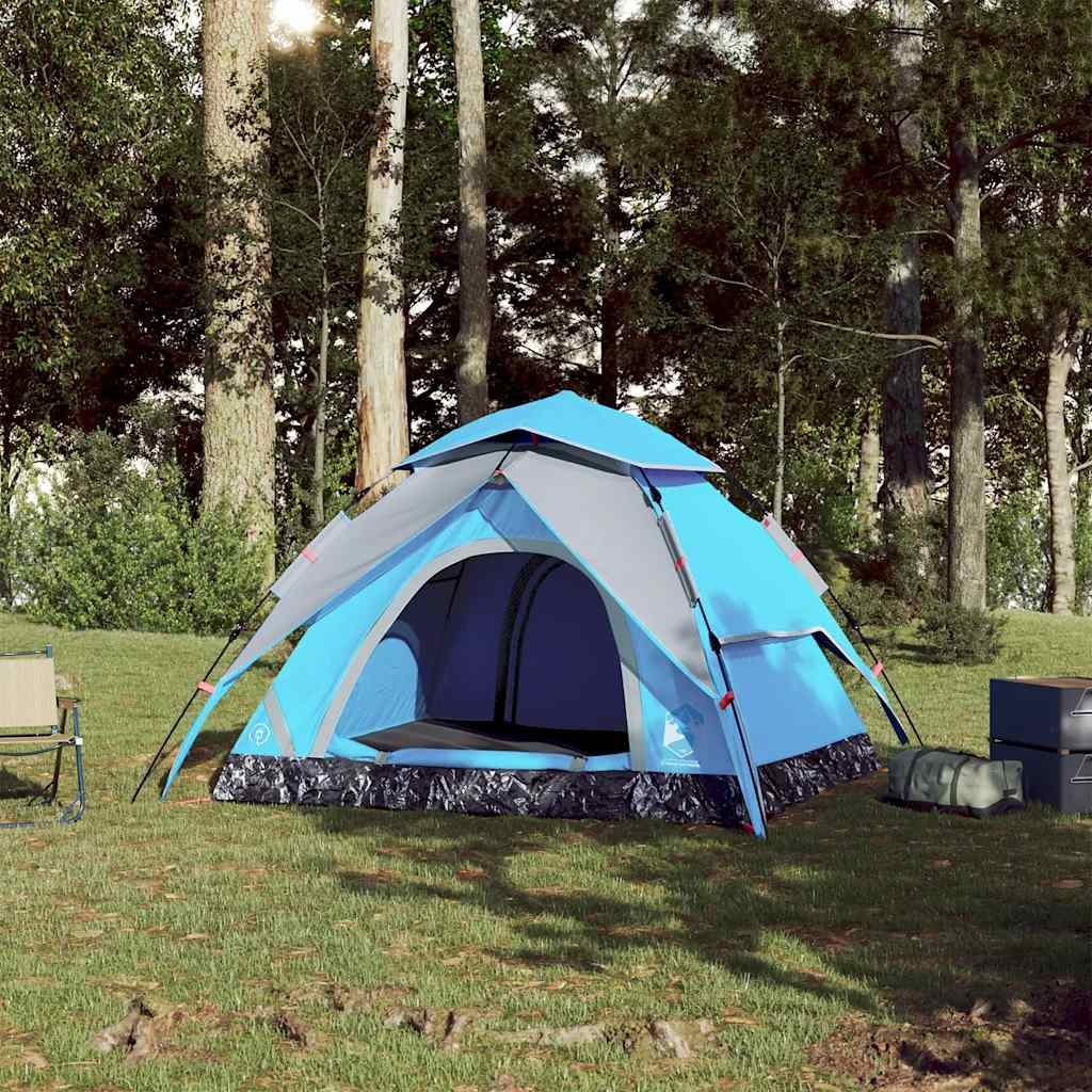 Tente dôme Vidaxl 3 personnes à dégagement rapide bleu