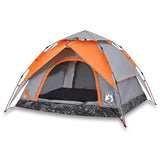 Vidaxl Dome Tent de 3 personas Liberación rápida de gris y naranja