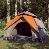 Vidaxl Dome Tent de 3 personas Liberación rápida de gris y naranja