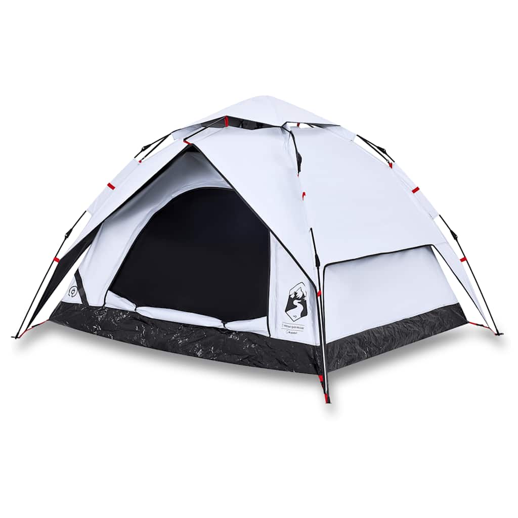 Vidaxl tente dôme 3 personnes à dégagement rapide tissu occultant blanc