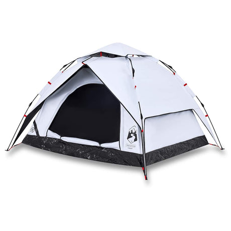 Vidaxl tente dôme 3 personnes à dégagement rapide tissu occultant blanc