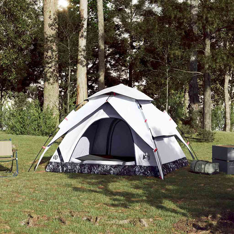 Vidaxl tente dôme 3 personnes à dégagement rapide tissu occultant blanc