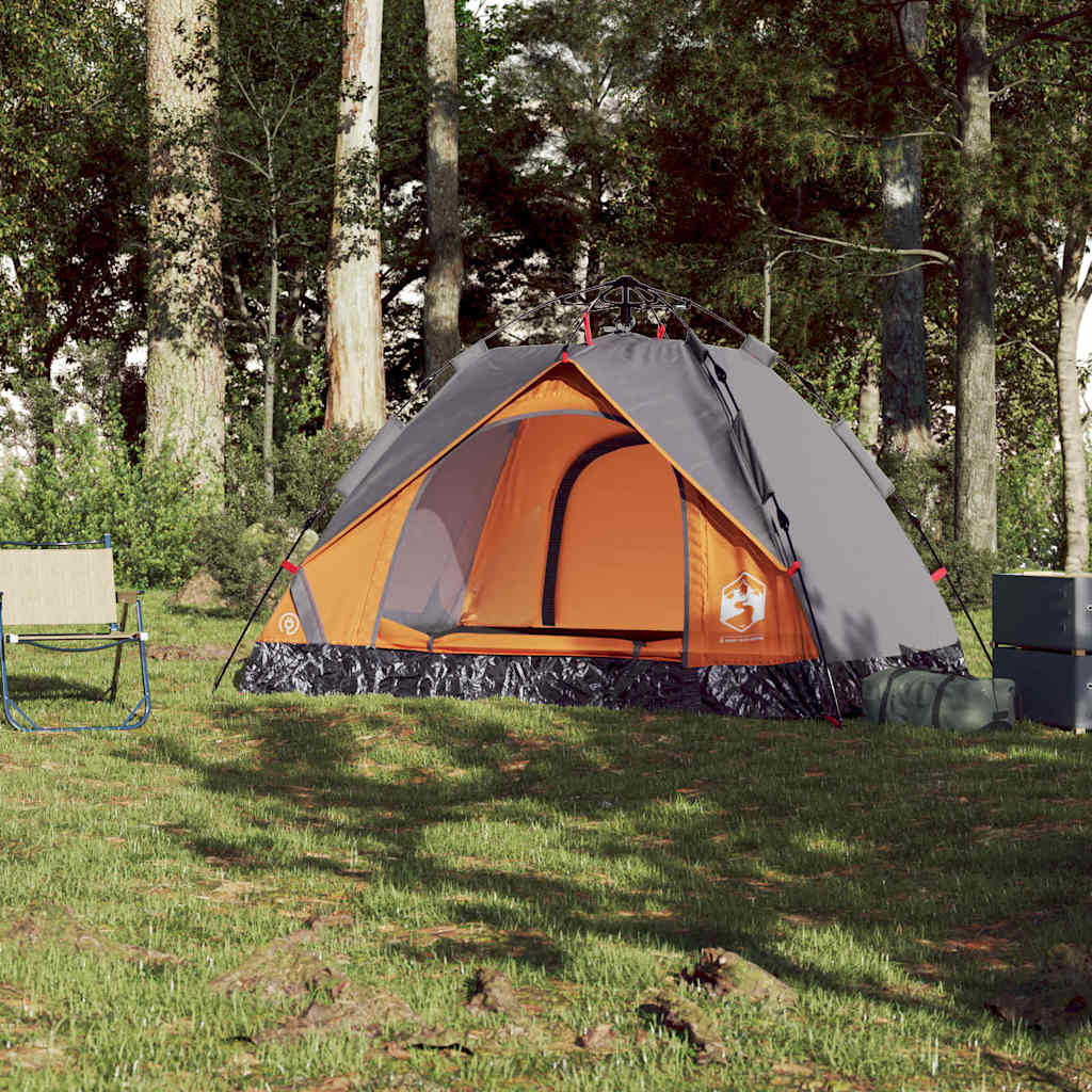 Vidaxl Dome Tent 2 Personne Fast Release Grey and Orange