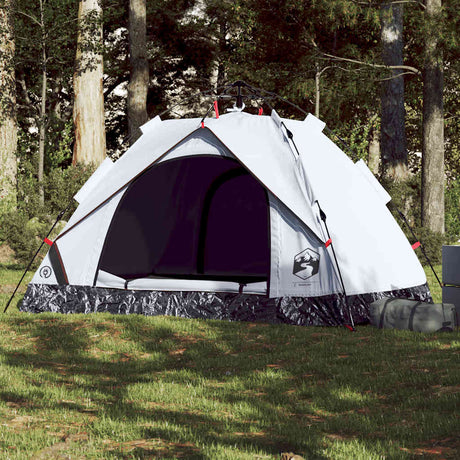 Vidaxl tente dôme 2 personnes à dégagement rapide tissu occultant blanc