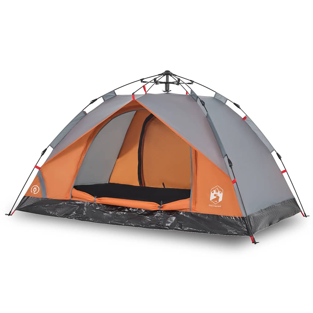 Vidaxl Dome Tenda 3 persone Rilascio veloce grigio e arancione