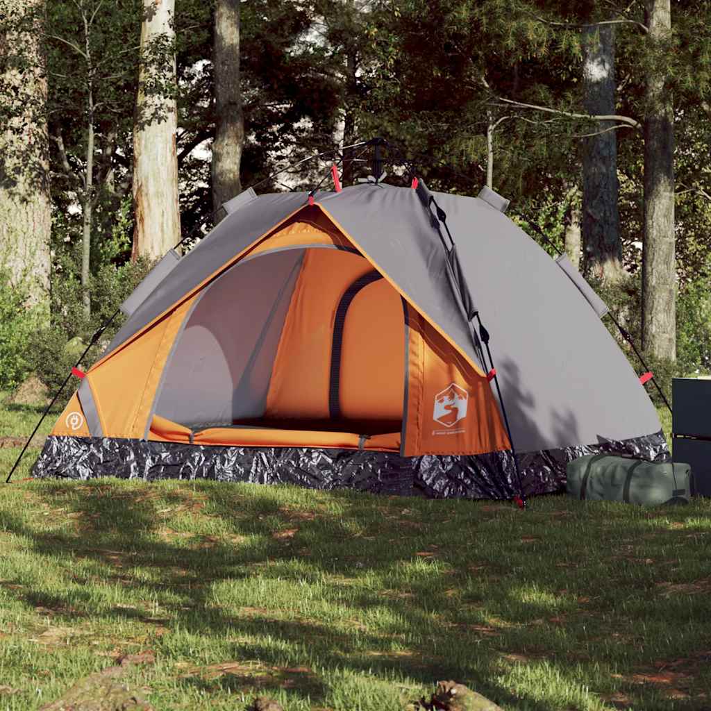 Vidaxl Dome Tent 3-osobowy szybki wydawanie Grey i Orange